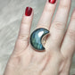 Anillo luna baño de plata con labradorita - Ajustable 61