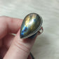 Anillo plata 925 con labradorita multicolor - ajustable n° 48