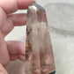 Punta cuarzo jardín ahumado con hematite - n° 74