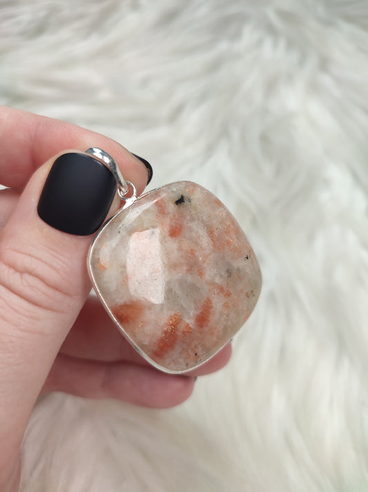 Colgante baño de plata con piedra sol n° 4