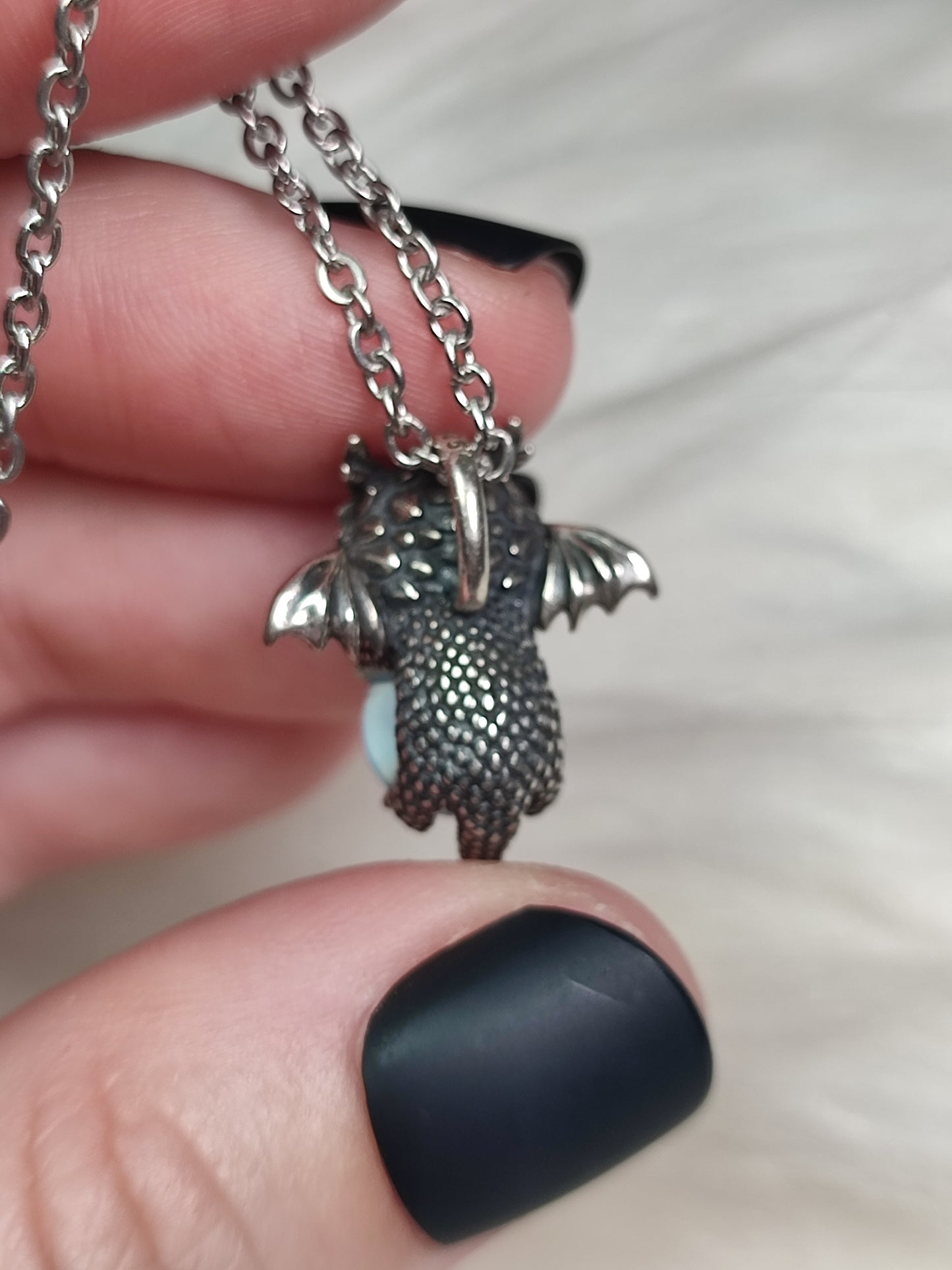 Colgante plata de ley 925 con aguamarina - Dragón bebé 304