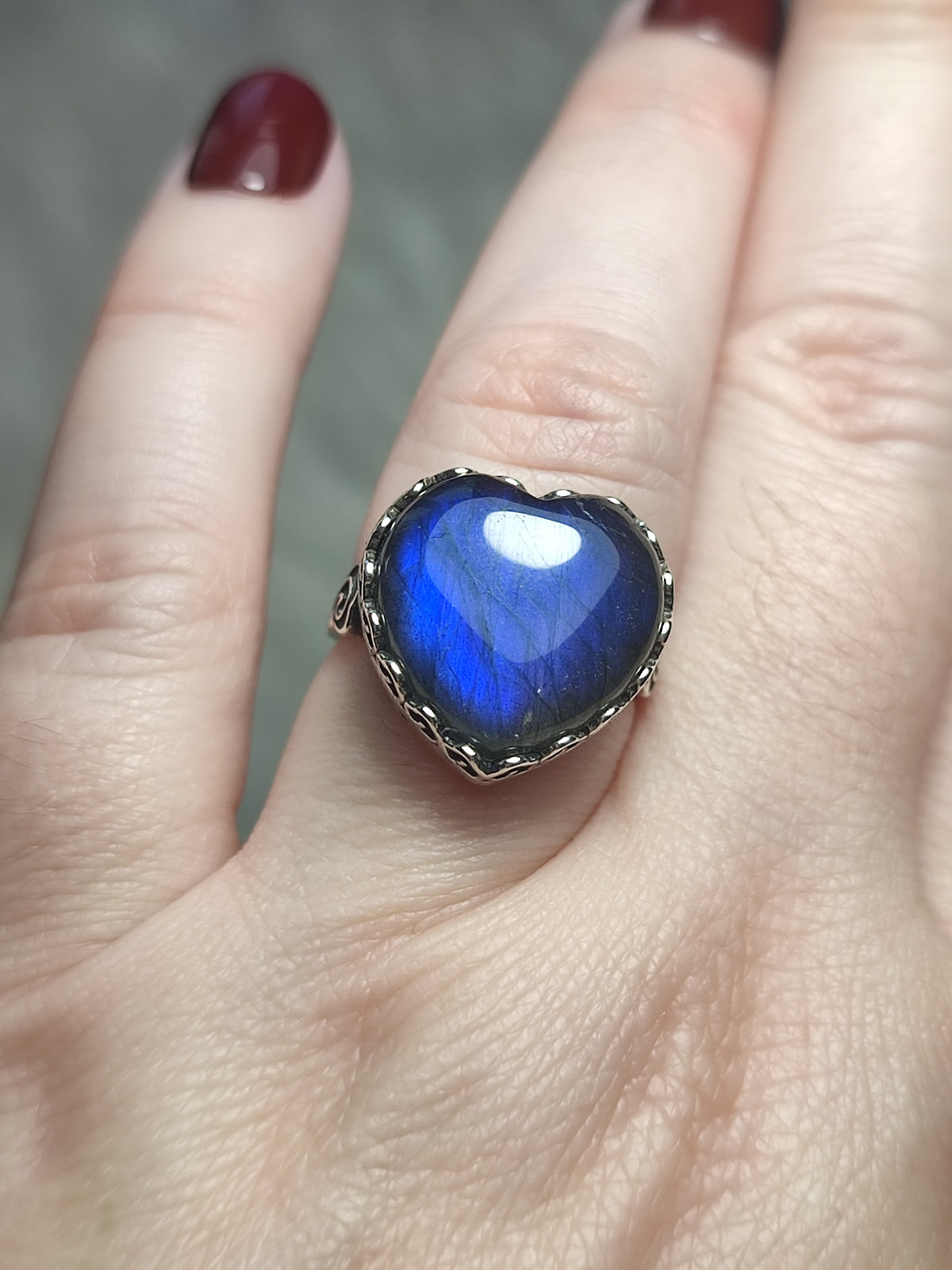 Anillo plata 925 con labradorita flash - ajustable n° 49