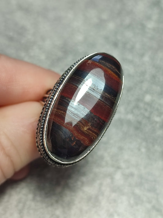 Anillo baño de plata con ojo de hierro n°2