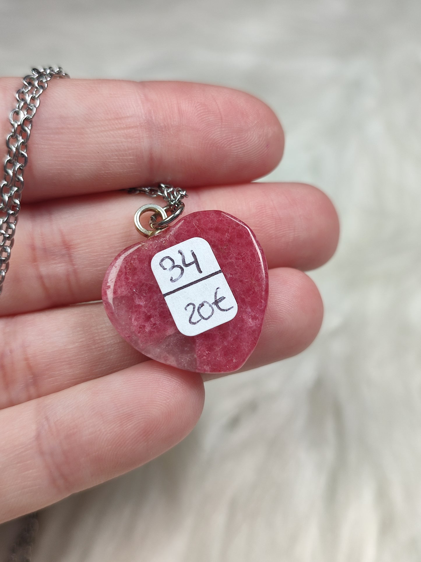 Colgante plata 925 con corazón rodonita n° 34 - alta calidad