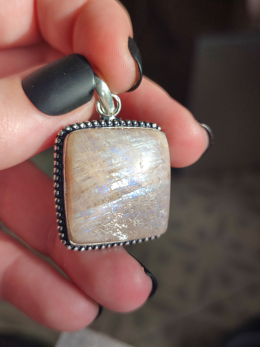 Colgante baño de plata con piedra luna n° 78