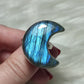 Anillo luna baño de plata con labradorita - Ajustable 502