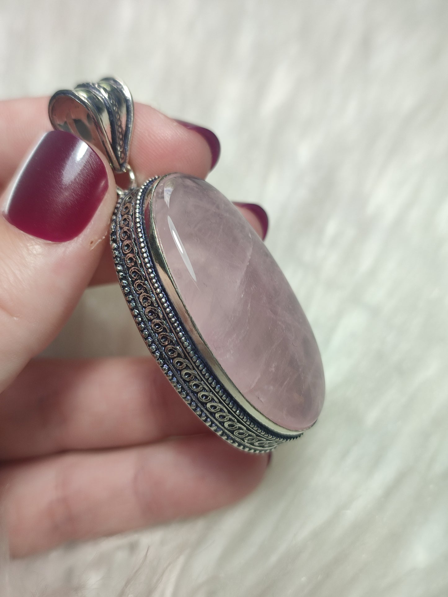 Colgante baño de plata con cuarzo rosa 100