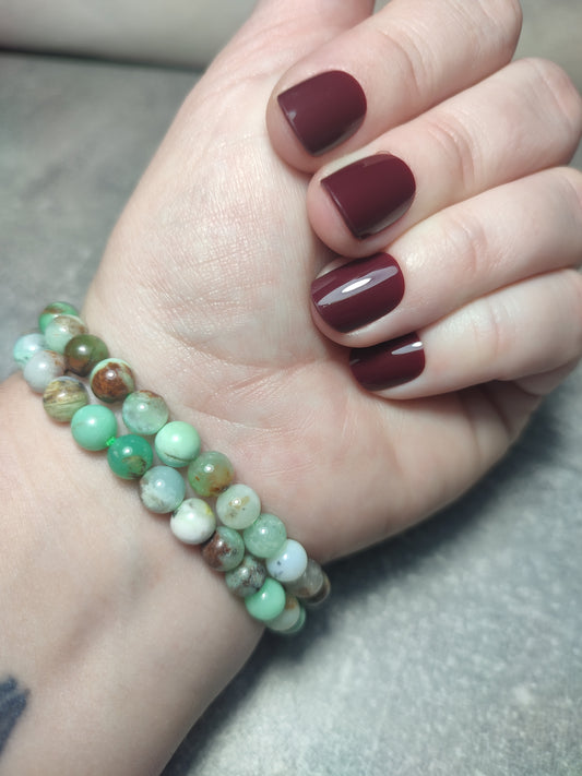 Pulsera elástica bolas 6 mm - Crisoprasa