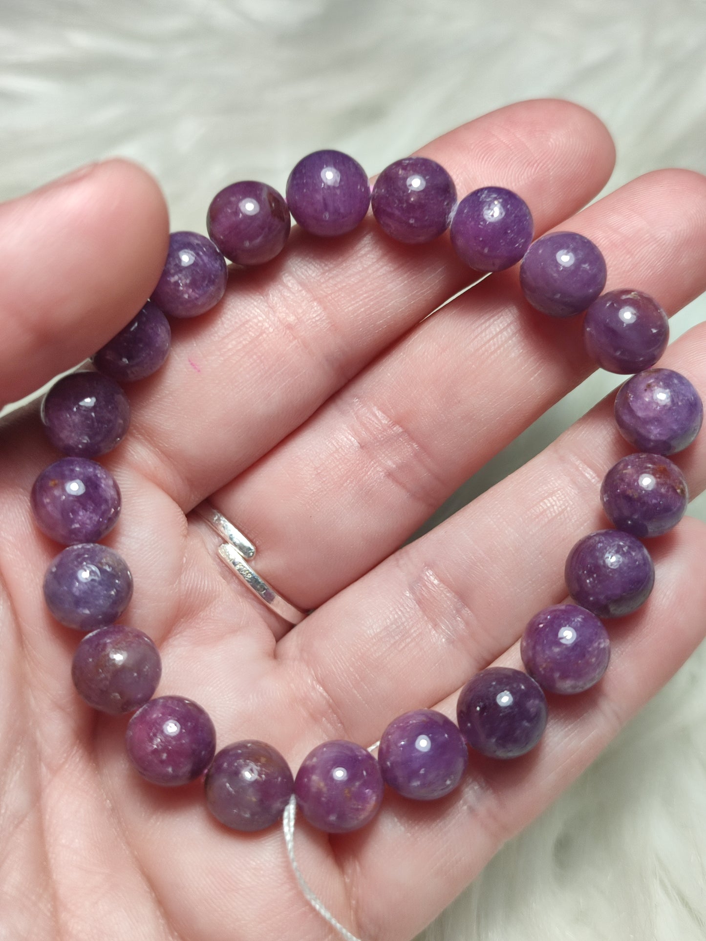 Pulsera unica esferas de rubí natural extra 9 mm