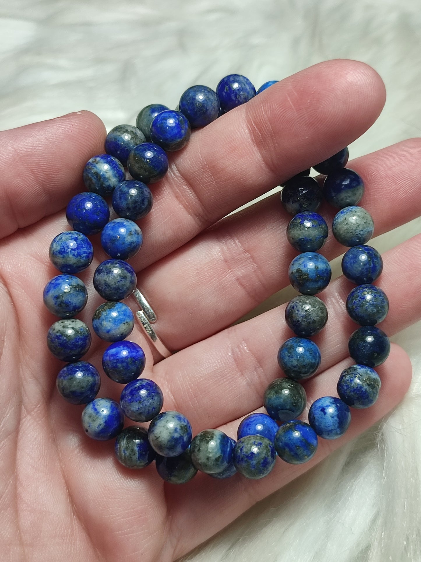 Pulsera elástica esferas de lapislázuli 8 mm
