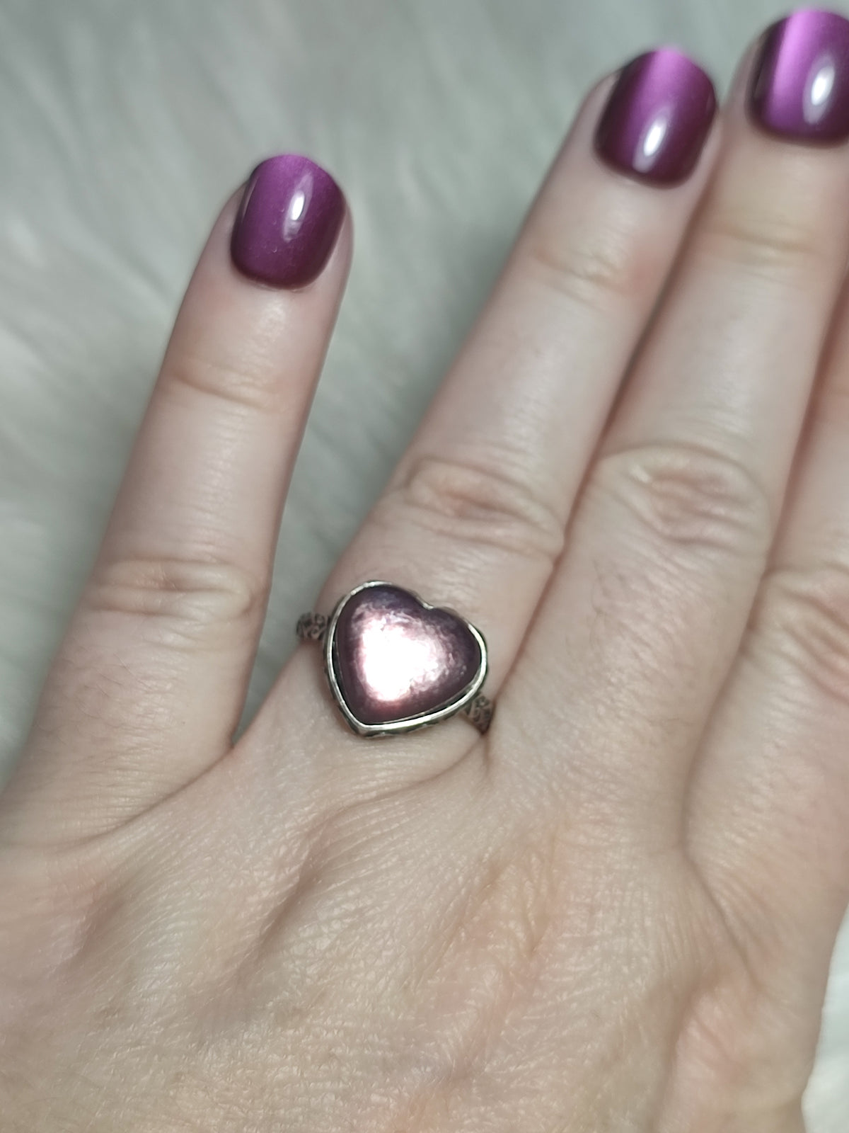 Anillo plata 925 con mica morada - ajustable n° 1