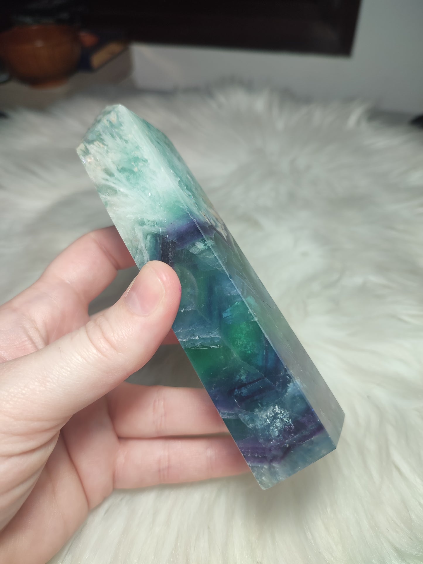 Gran Punta fluorita snowflake  309 gramos