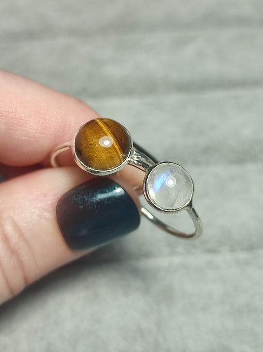 Anillo plata 925 piedra luna o ojo de Tigre - Modelo Destino