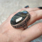Anillo baño de plata con labradorita flash n° 32