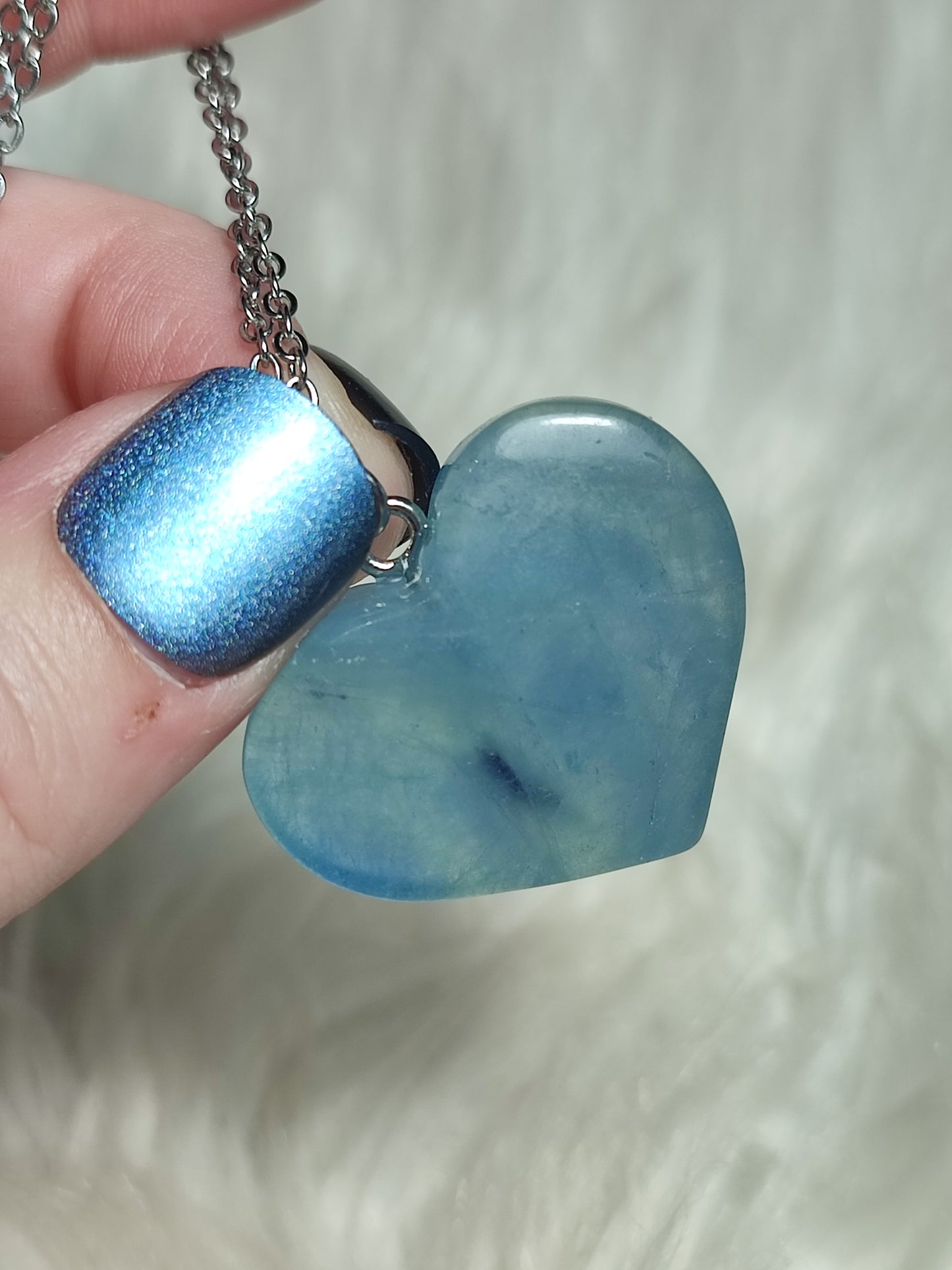 Collar fluorita azul - corazón 32