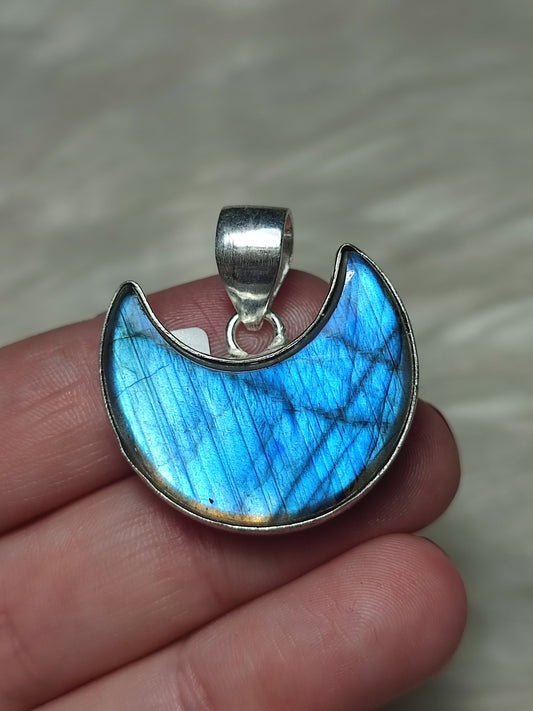 Colgante luna baño de plata con Labradorita n° 301