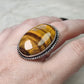 Anillo baño de plata con ojo de tigre N°12