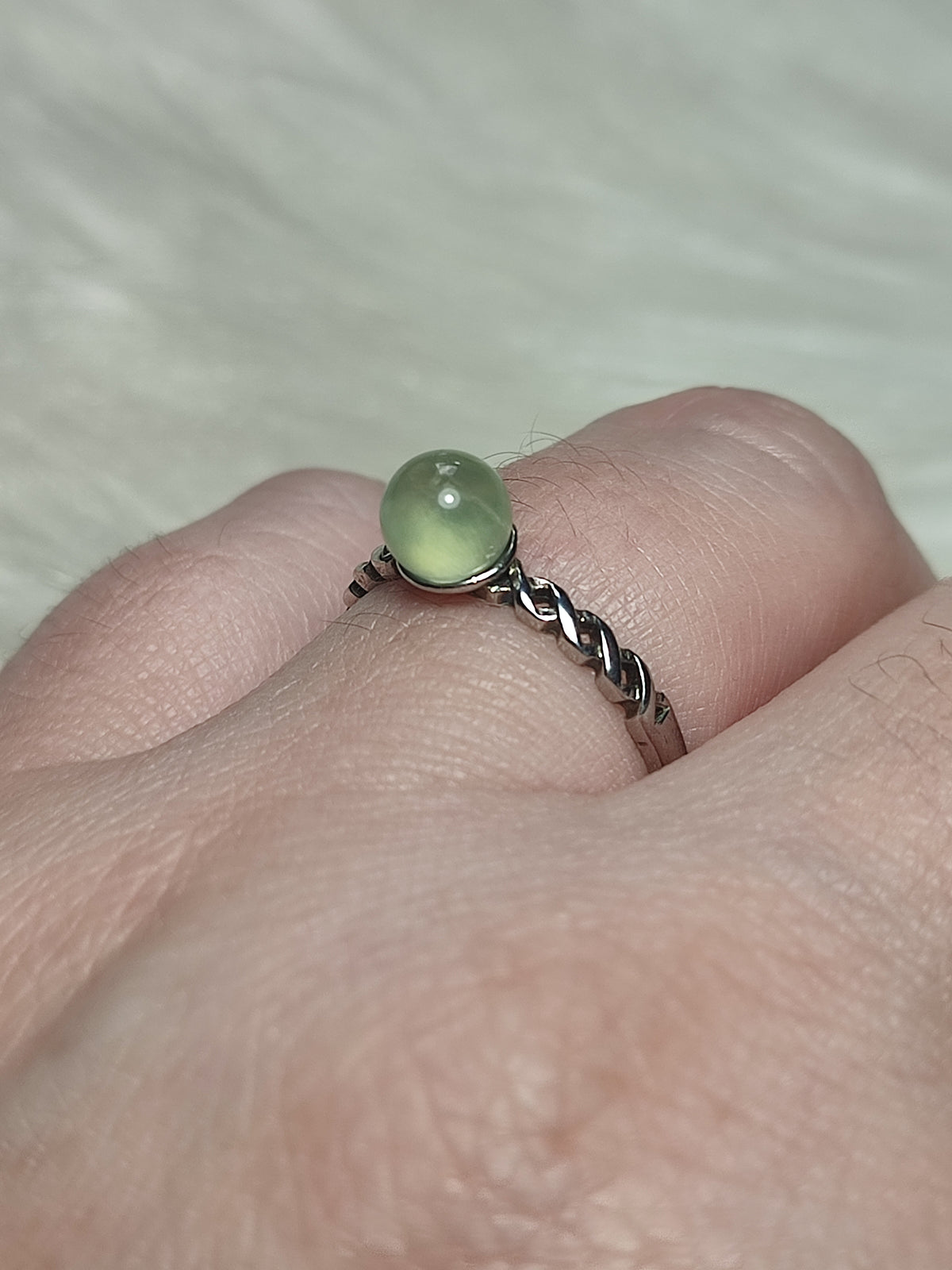 Anillo plata 925 con prehnita - ajustable n° 32