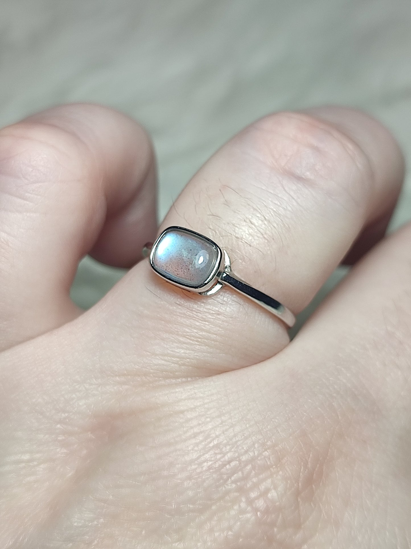 Anillo plata 925 con labradorita - ajustable n° 7