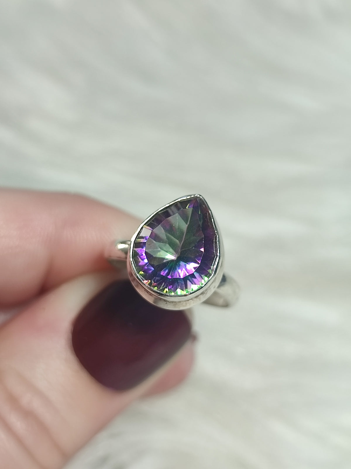 Anillo plata 925 con topacio místico - ajustable n° 23