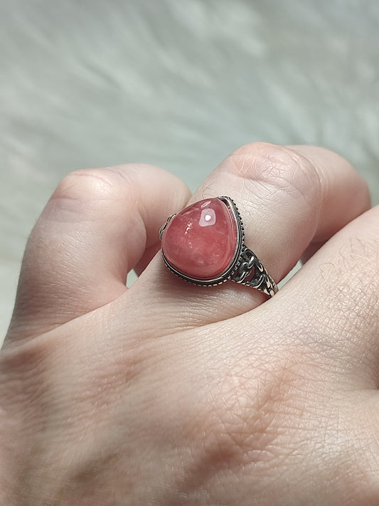 Anillo plata 925 con rodocrosita AAA - ajustable número 33