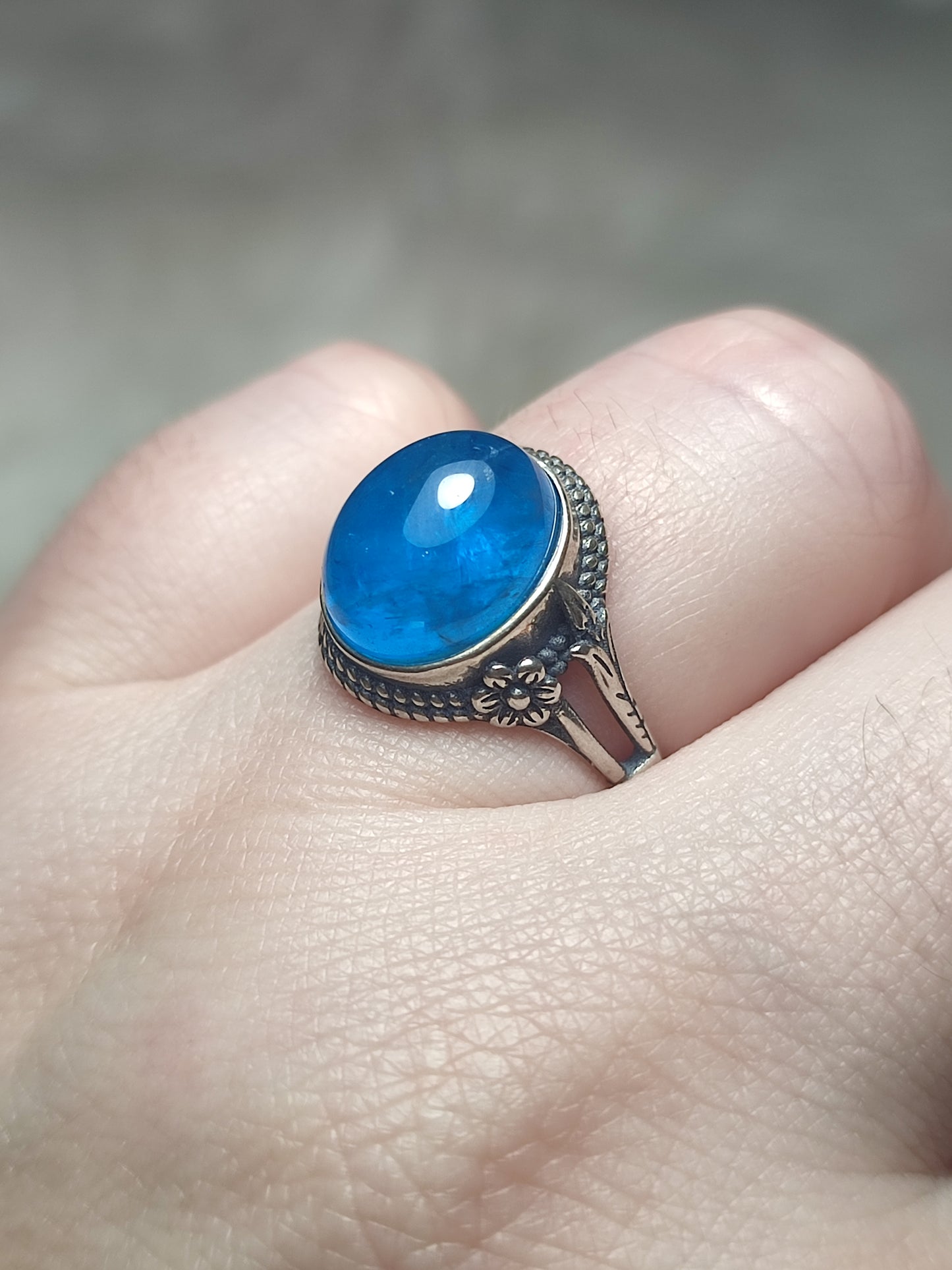 Anillo plata 925 con apatito azul - ajustable n° 17