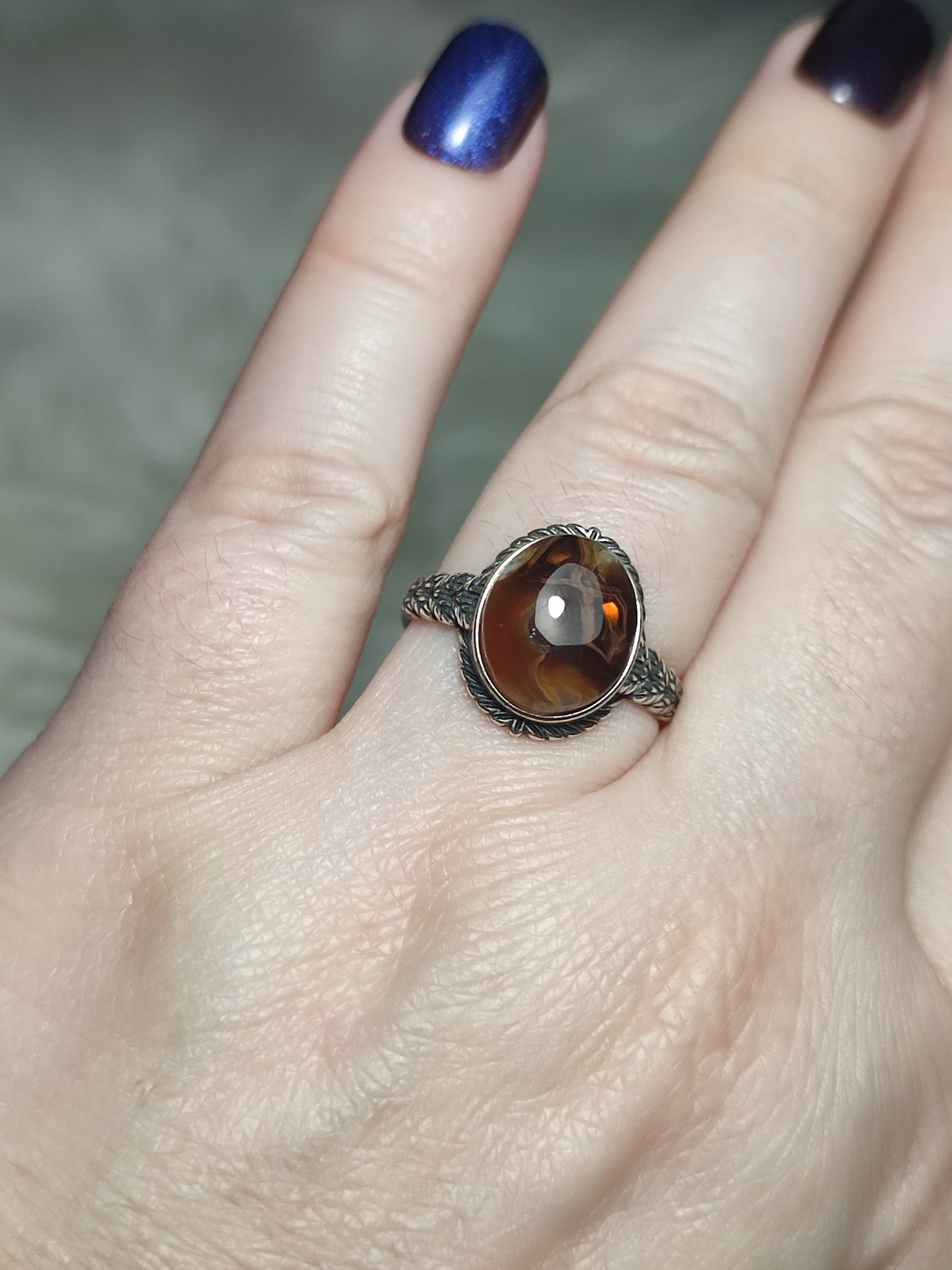 Anillo plata 925 con ágata de fuego - ajustable n° 2