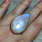Anillo baño de plata con piedra luna flash n°2