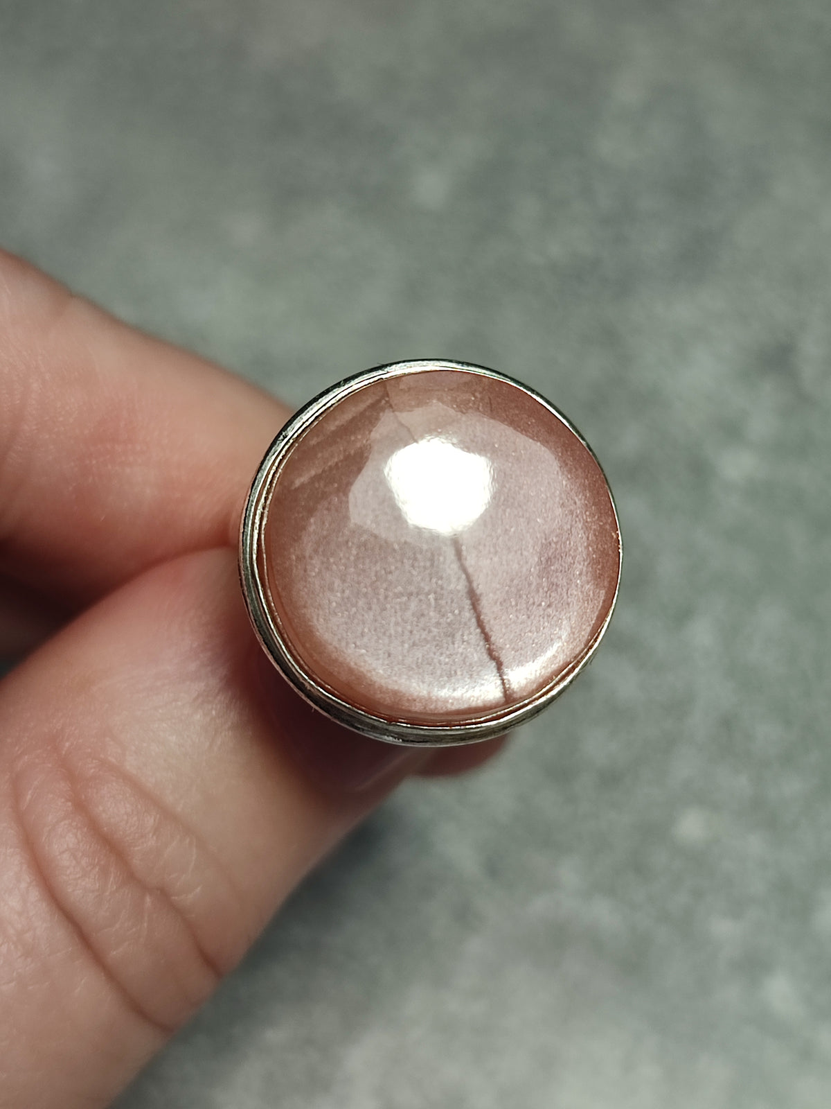 Anillo baño de plata con piedra luna y sol mix n°8