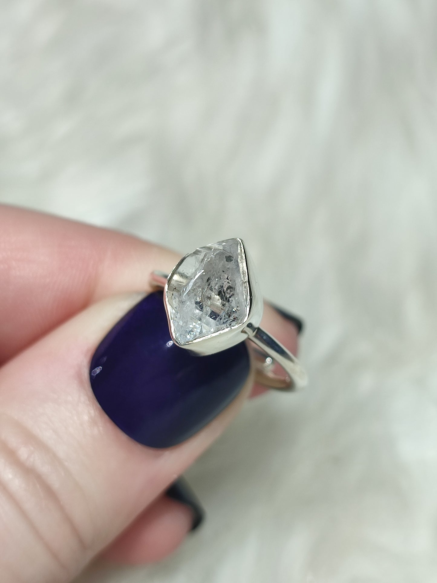 Anillo plata 925 con Diamante Herkimer Ajustable