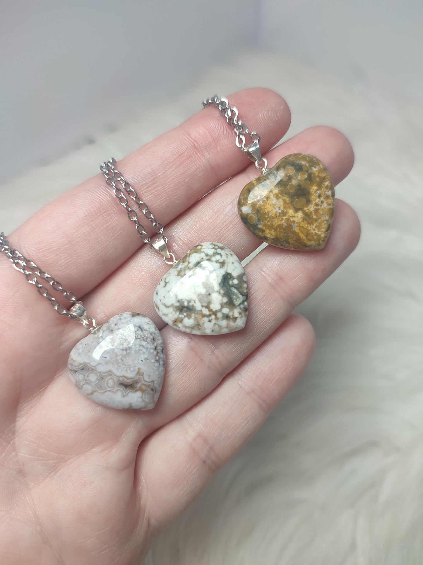 Colgante plata 925 con corazón jaspe océano - Video