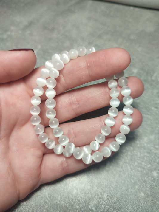 Pulsera elástica bolas 6 mm - Selenita