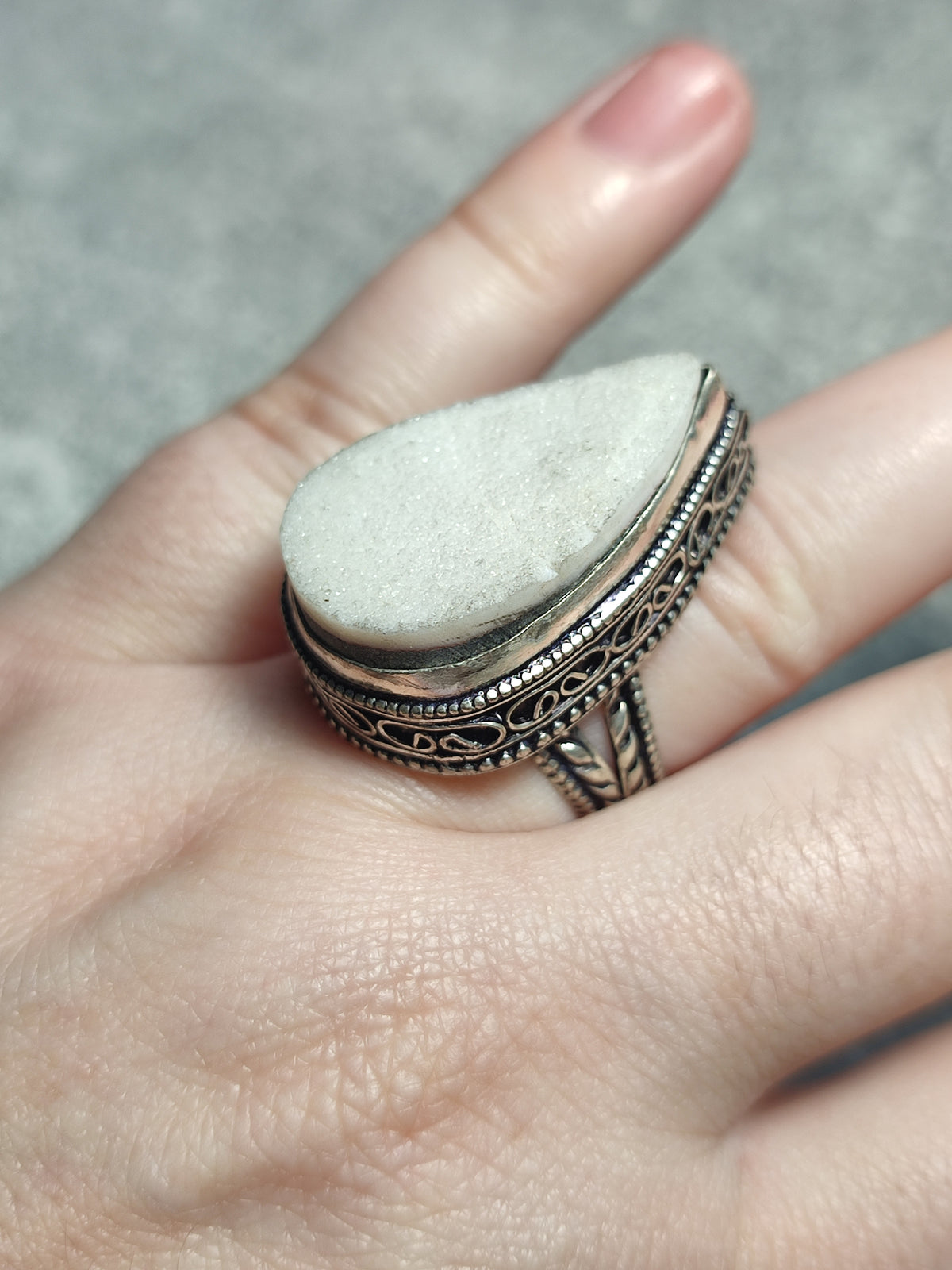 Anillo baño de plata con cuarzo cristalizado n°5