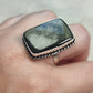Anillo baño de plata y Obsidiana plateada