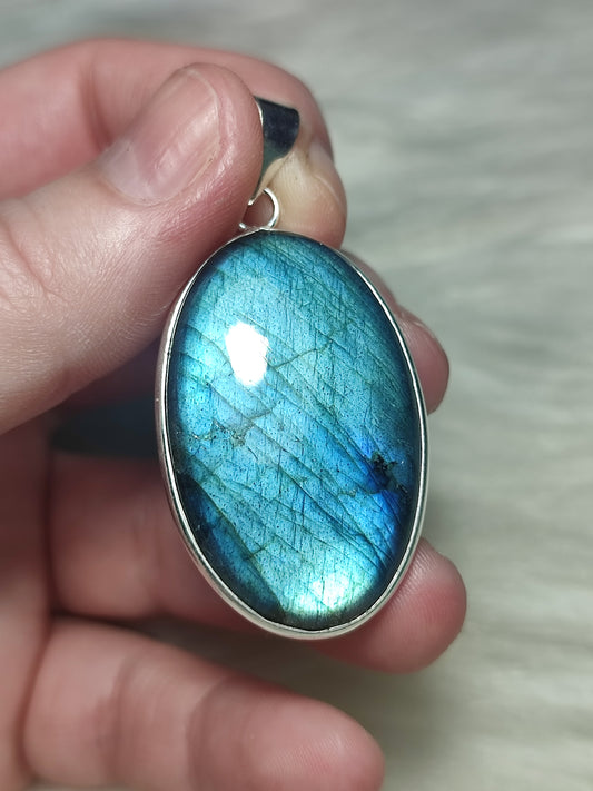 Colgante baño de plata con Labradorita flash n°26