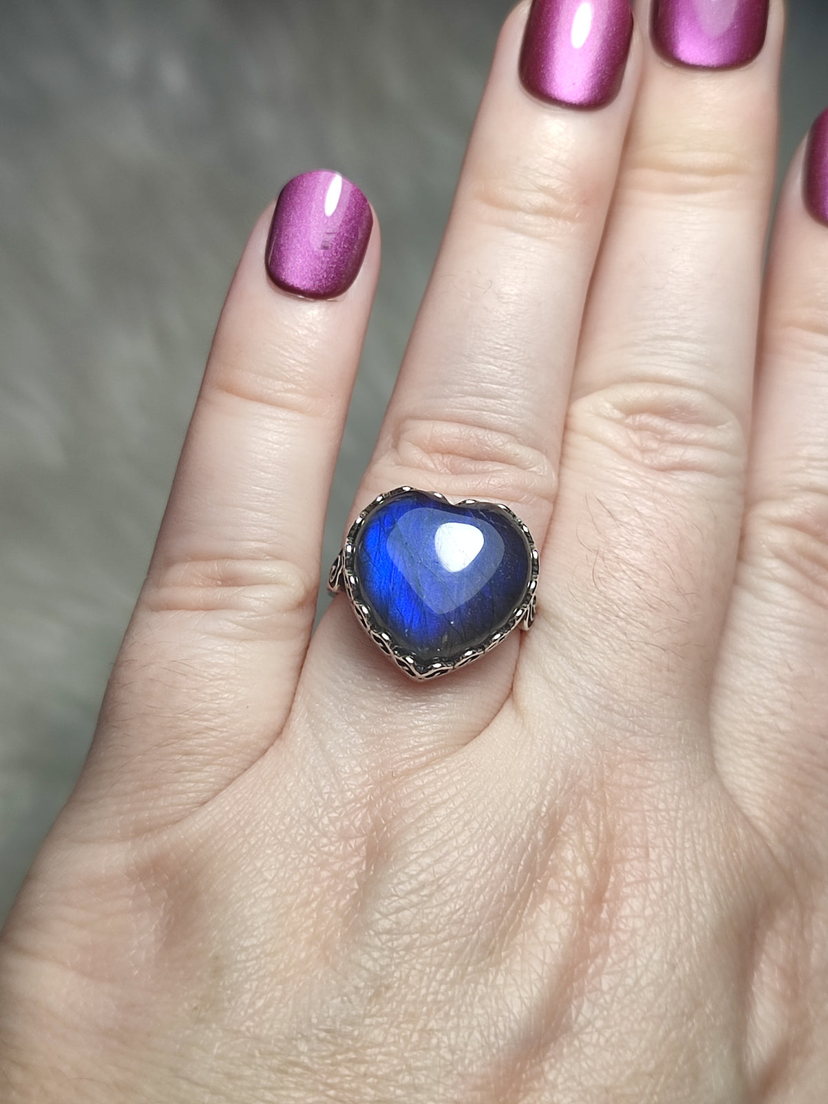 Anillo plata 925 con labradorita flash - ajustable n° 49