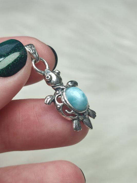 Colgante plata 925 con larimar - tortuga 48