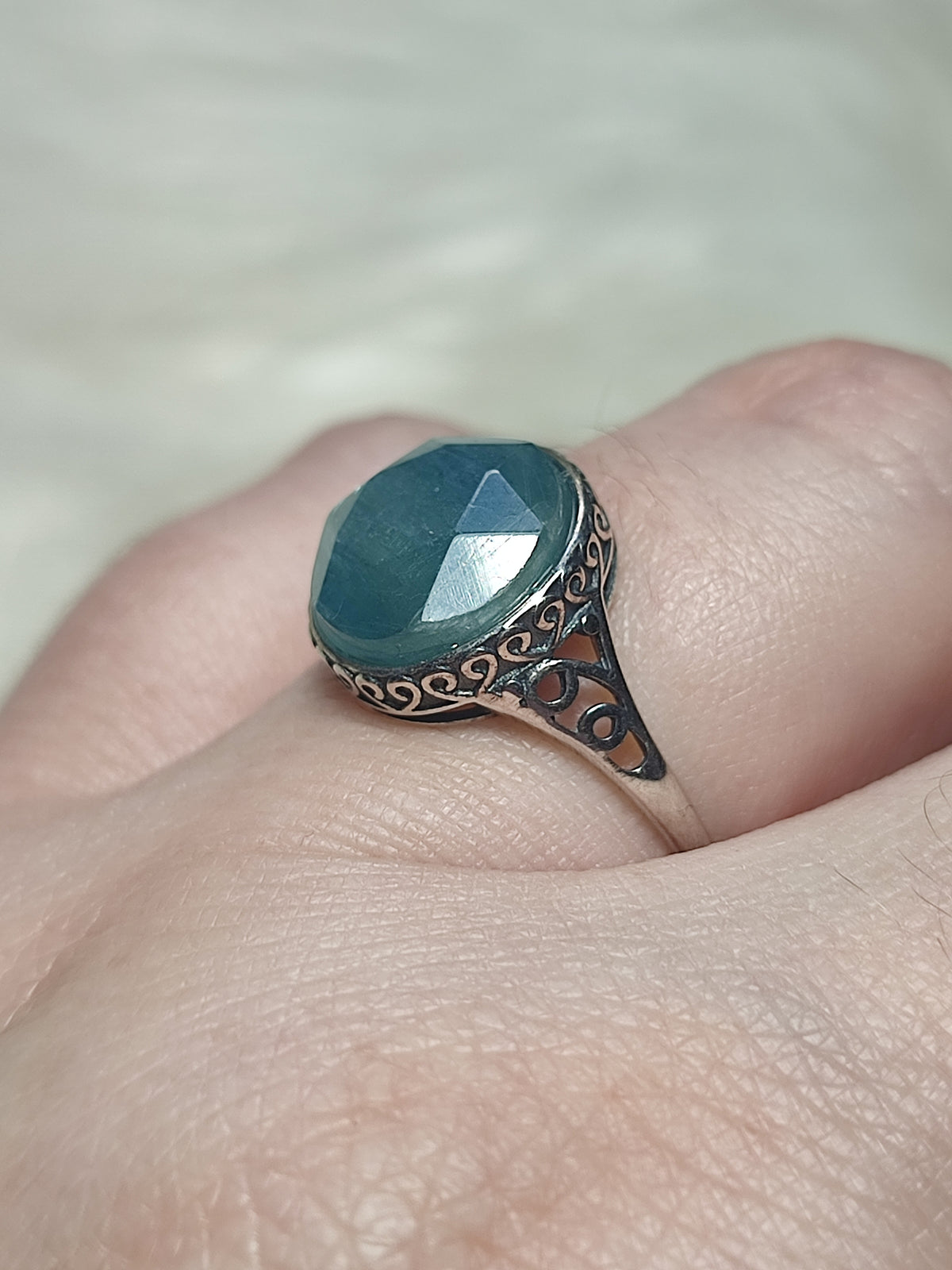 Anillo plata 925 con cianita azul - ajustable número 53