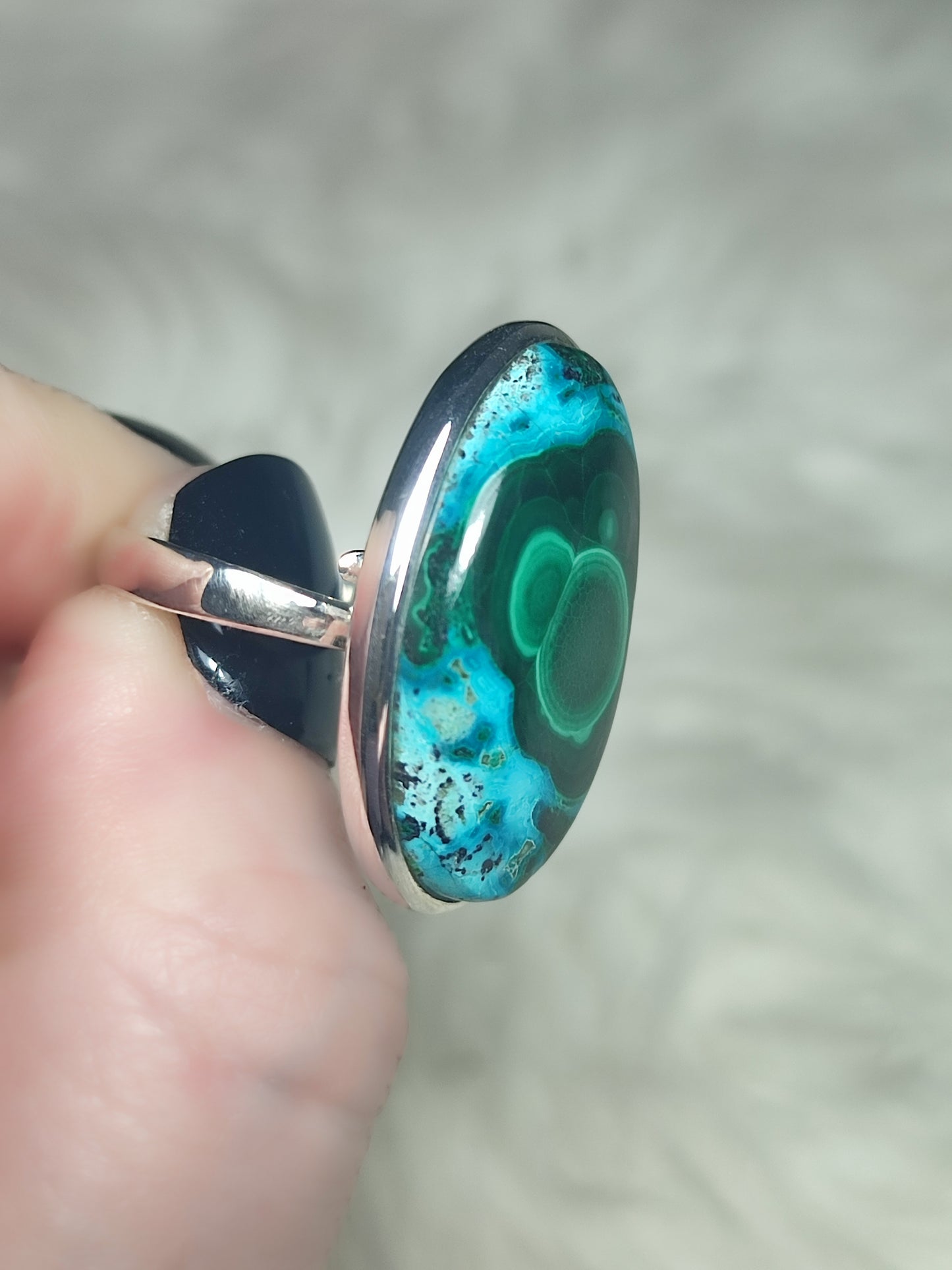 Anillo plata 925 con crisomalaquita - ajustable n° 3