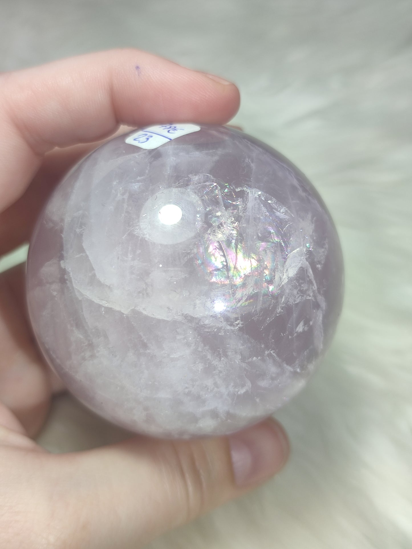 Esfera de cuarzo rosa de Madagascar 398 gramos - video