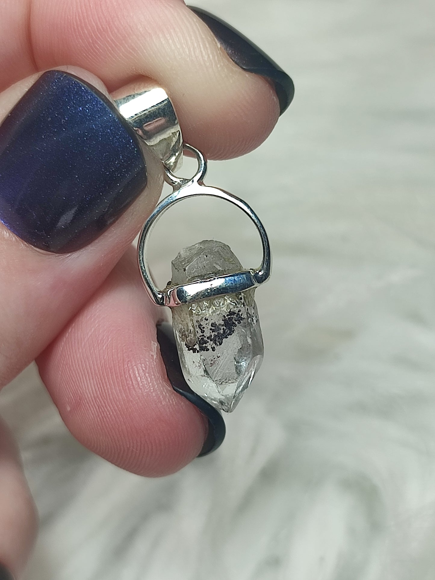 Colgante plata de ley 925 con cuarzo fantasma rojo - n°103