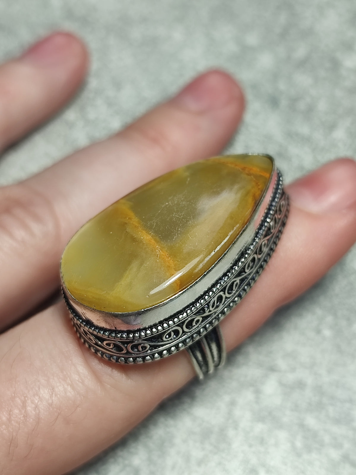 Anillo baño de plata con agata n°1