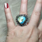 Anillo baño de plata con labradorita - ref.115