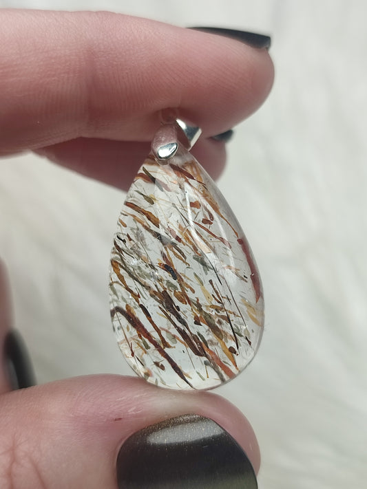 Colgante plata de ley 925 con rutilo cobre - número 18