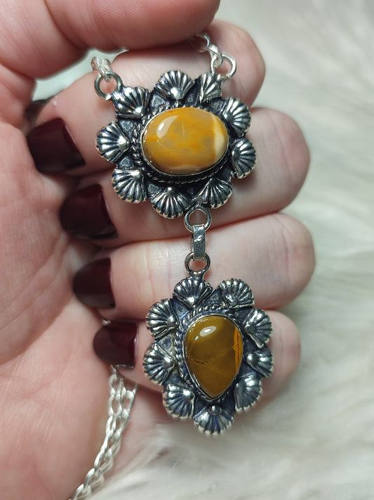 Collar baño plata con mokaita n°107