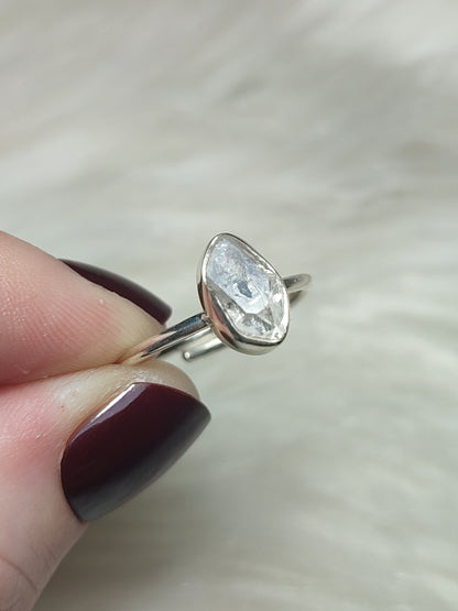 Anillo plata 925 con Diamante Herkimer Ajustable - VIDEO