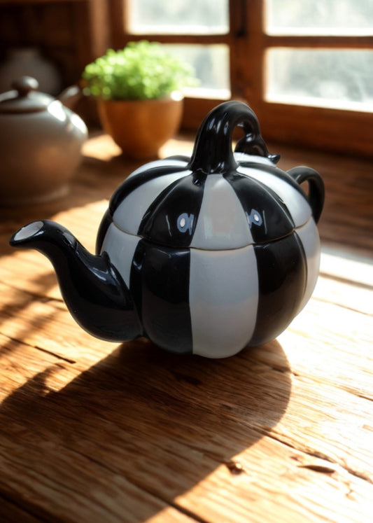 Tetera Calabaza -Blanca y negra