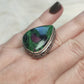Anillo baño de plata y zoisita con rubi