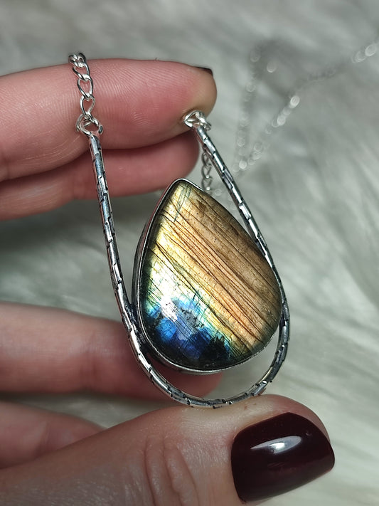 Collar baño plata con labradorita n°121