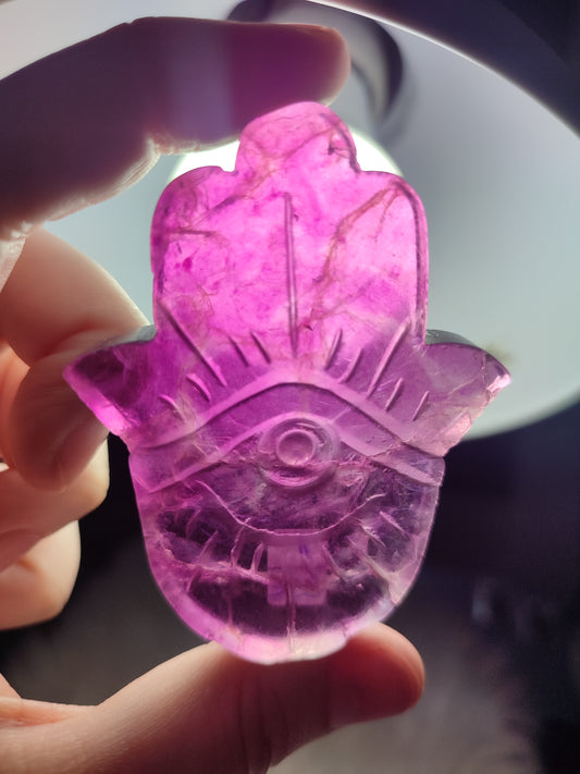 Hamsa o mano de Fátima de flúorita